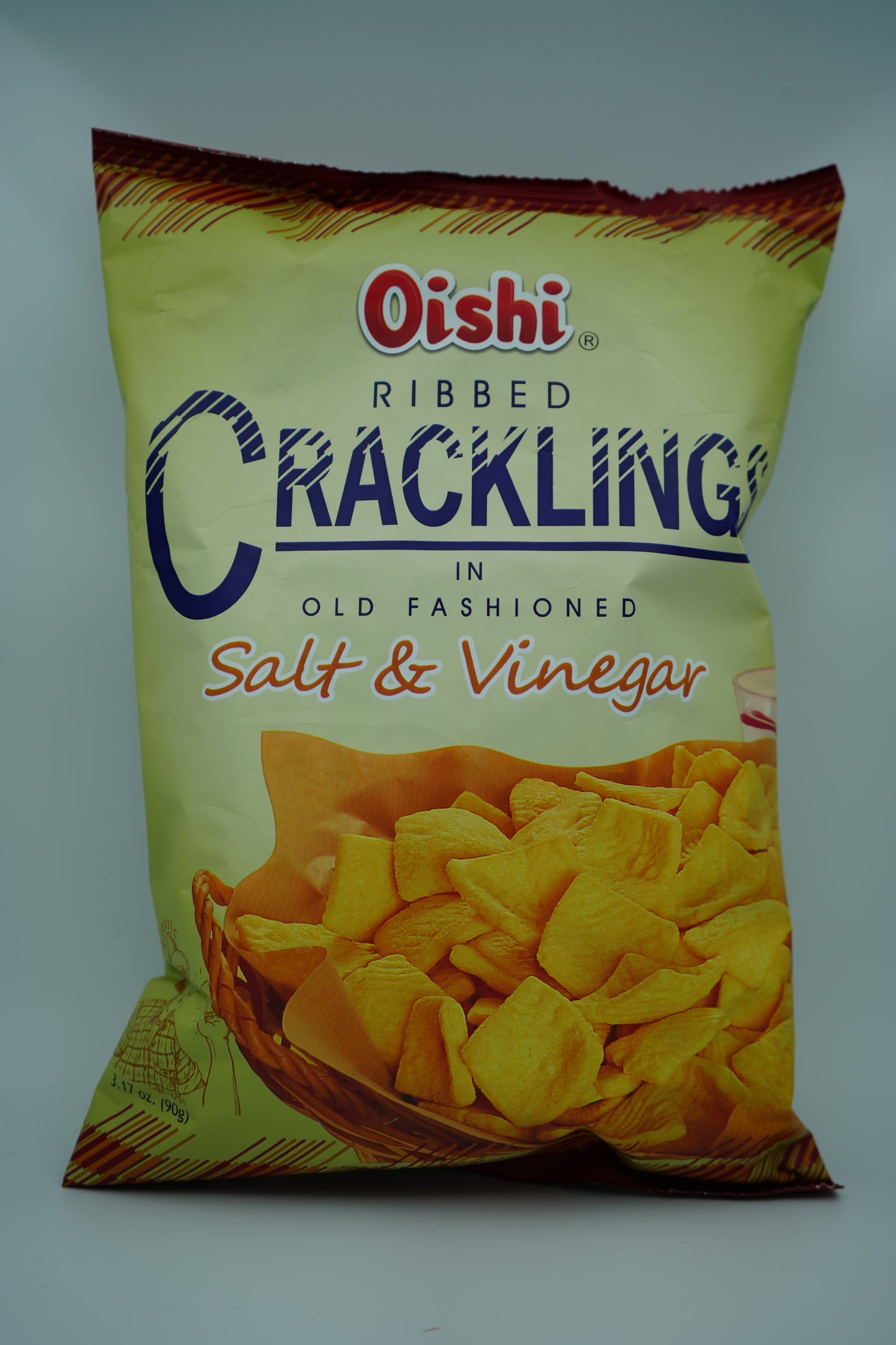 CHIPS OISHI RIBBED CRACKLINS SALT & VINEGAR 90g
